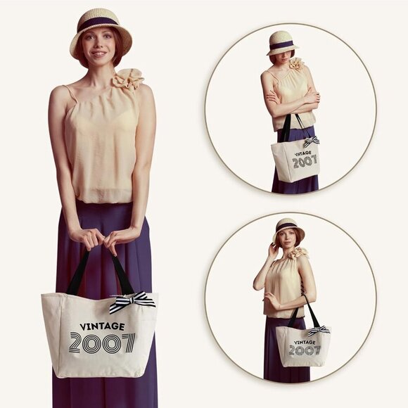 Vintage Tote Bag for Women 60th Birthday Gift Personalization Stylish Durable - Picture 5 of 6